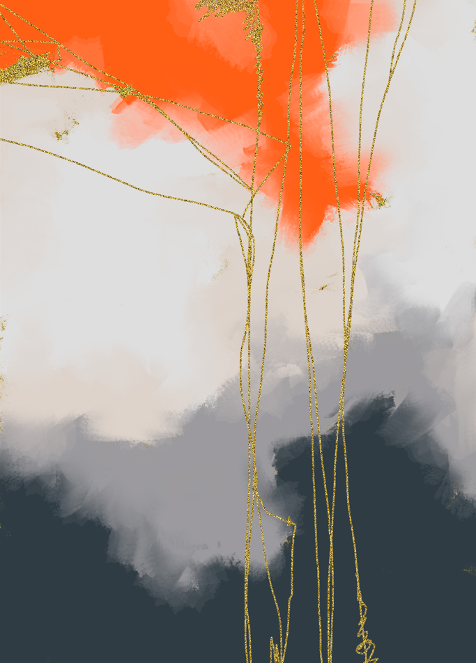 arte digital abstracto cables dorados