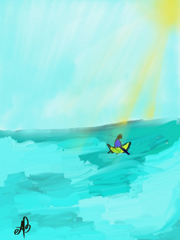 pescador iluminado arte digital